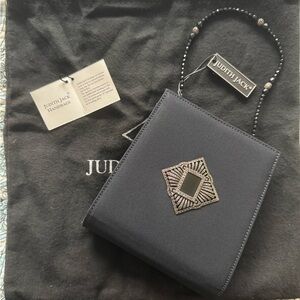 NWT Judith Jack Black faille and Sterling Silver accent Evening Bag